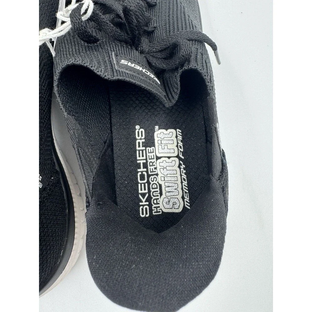 New Skechers Women Black Virtue Swift Fit Sneaker Hands Free Memory Foam 10